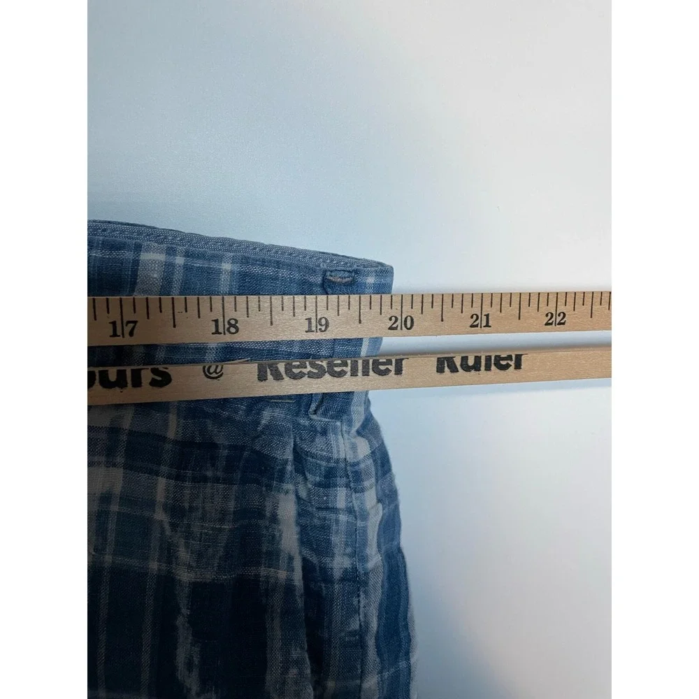Polo Ralph Lauren India Madras Shorts Mens 38 Blue Plaid 100% Linen Classic Fit